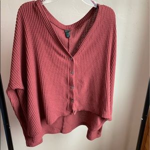 Rust Deep V-Neck Shirt